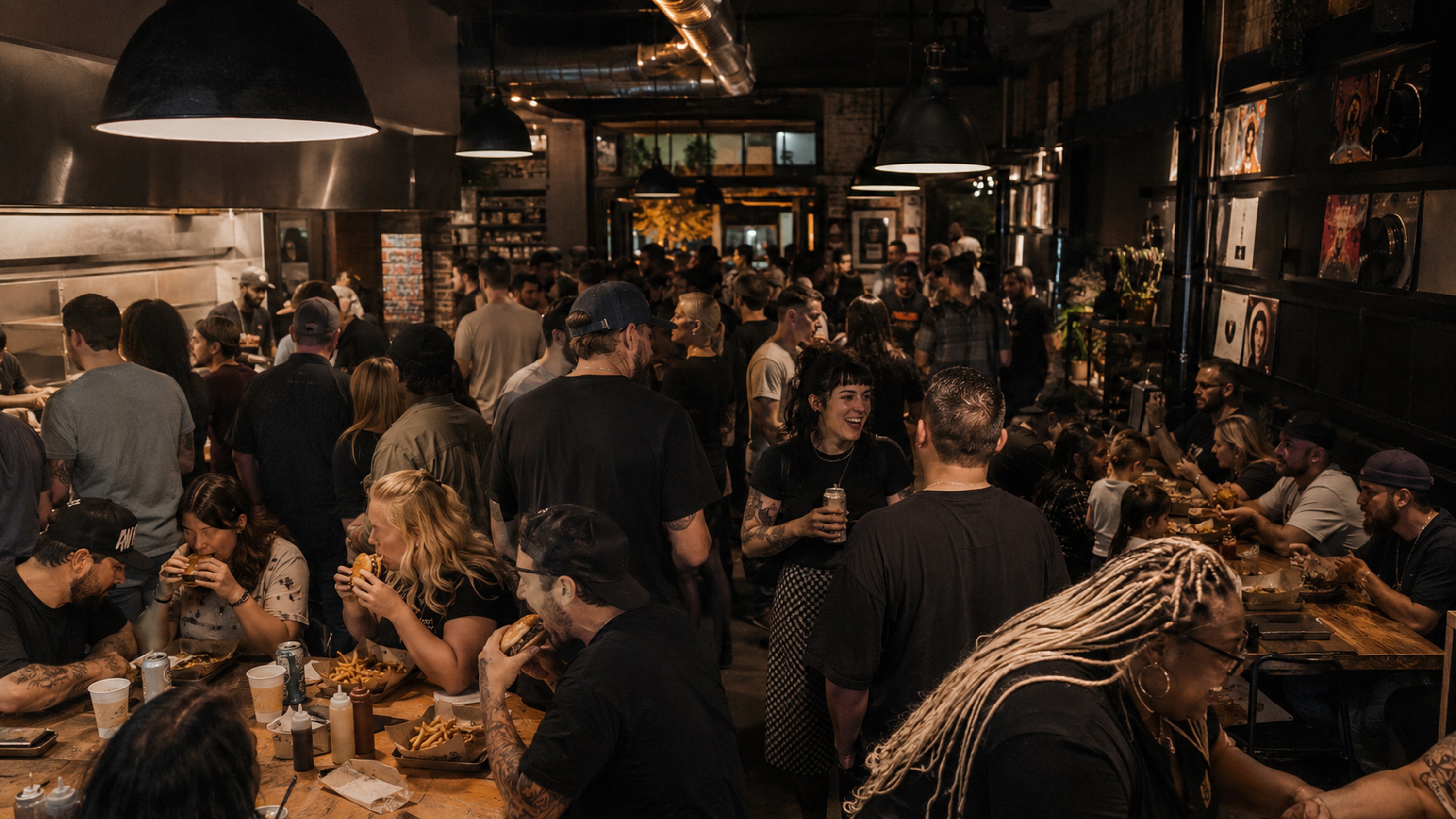 A packed all-ages room at the counter